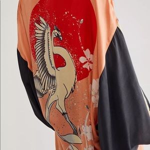 Free People Rising Sun Satin Kimono